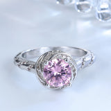 Silver Plated Pink CZ Engagement Ring for Women