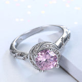 Silver Plated Pink CZ Engagement Ring for Women