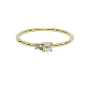 925 Silver Ring with CZ Pearl Stone