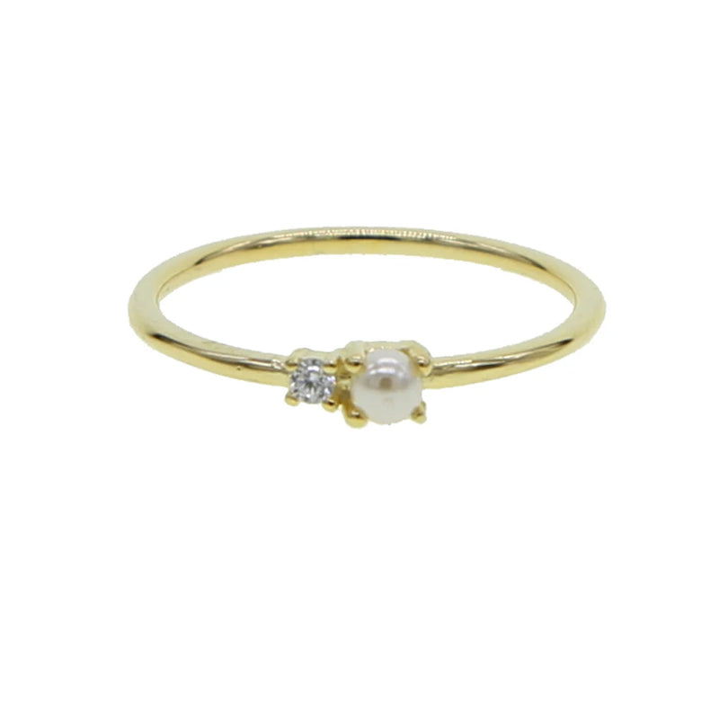 925 Silver Ring with CZ Pearl Stone