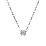 Delicate CZ Bezel Necklace - 925 Sterling Silver Chain
