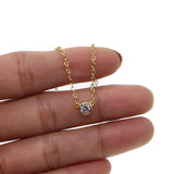 Delicate CZ Bezel Necklace - 925 Sterling Silver Chain