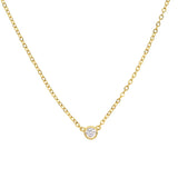 Delicate CZ Bezel Necklace - 925 Sterling Silver Chain
