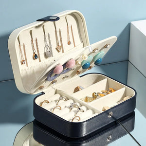 Jewelry Box PU Leather Portable Organizer Case Earring Ring Necklace Storage