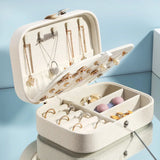 Jewelry Box PU Leather Portable Organizer Case Earring Ring Necklace Storage
