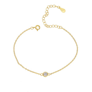 Delicate 4mm CZ Single Stone Bracelet 925 Silver