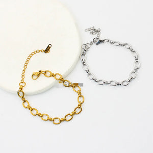 Link Chains Charms Bracelets Stainless Steel Plated Couple Bracelet Pulseras