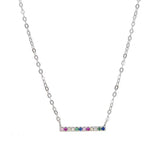 Rainbow Bar Necklace Rose Silver 925 Sterling Silver Minimalist Delicate Jewelry