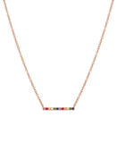 Rainbow Bar Necklace Rose Silver 925 Sterling Silver Minimalist Delicate Jewelry