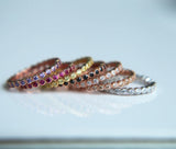 925 Sterling Silver CZ Stack Rings, Size 5-9, Various Colors
