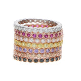 925 Sterling Silver CZ Stack Rings, Size 5-9, Various Colors