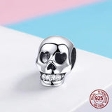 Skull Beads Charms 925 Sterling Silver Halloween Jewelry