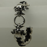 Skull Cross Sword Leather Stainless Steel Bracelet