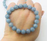 Sky Deep Jade Faceted Round Bracelet 7.5inch