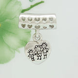 Happy Family Life Dangle Heart Charm Bracelet Love European Bead