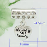 Happy Family Life Dangle Heart Charm Bracelet Love European Bead