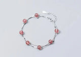 Natural Rose Quartz Stone Double Rows Chain Bracelet