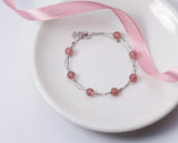 Natural Rose Quartz Stone Double Rows Chain Bracelet