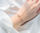 Natural Rose Quartz Stone Double Rows Chain Bracelet