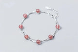 Natural Rose Quartz Stone Double Rows Chain Bracelet