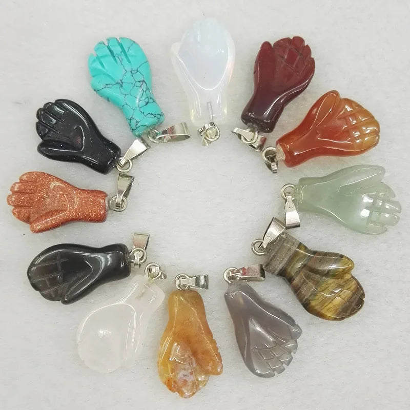 Small Palm Stone Pendants Mixed Charms Hand Pendant for Jewelry Making Men
