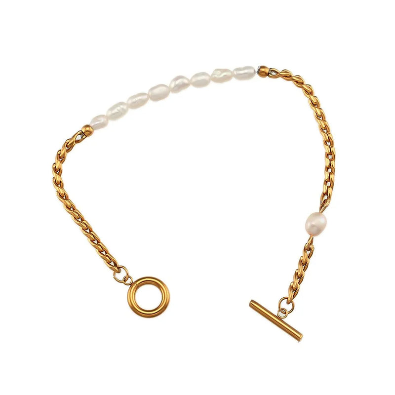 Freshwater Pearl Chain Necklace Stainless Steel Bracelet