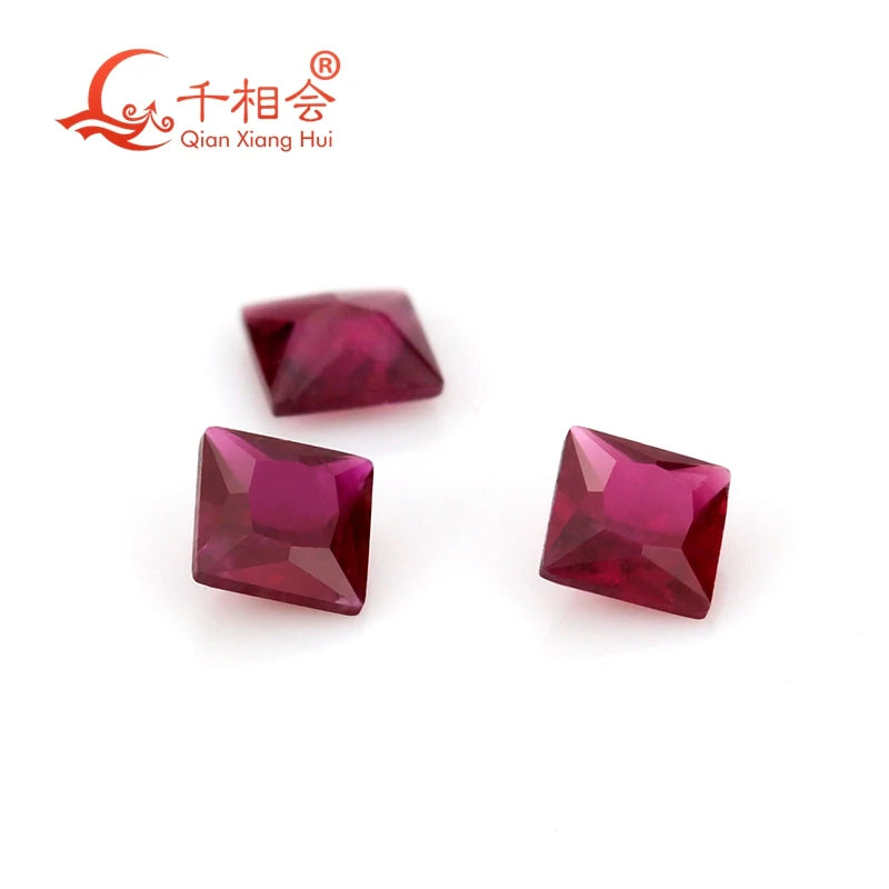 Small Size Square Shape Princess Cut Red Natural Ruby Gem Stones Loose Gemstone