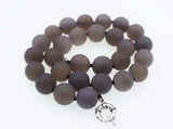 Smoky Quartz Round Bead Necklace 18 inch Natural Stone Jewelry