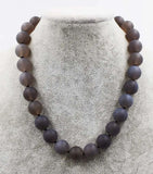 Smoky Quartz Round Bead Necklace 18 inch Natural Stone Jewelry