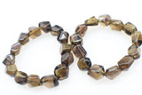 Smoky Quartz & White Crystal Baroque Faceted Bracelet 7.5" Nature AA