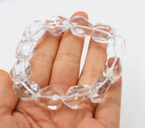 Smoky Quartz & White Crystal Baroque Faceted Bracelet 7.5" Nature AA