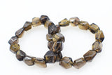 Smoky Quartz & White Crystal Baroque Faceted Bracelet 7.5" Nature AA