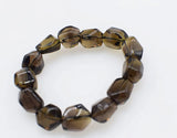 Smoky Quartz & White Crystal Baroque Faceted Bracelet 7.5" Nature AA