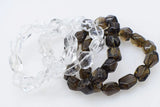 Smoky Quartz & White Crystal Baroque Faceted Bracelet 7.5" Nature AA
