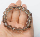 Smoky Quartz Faceted Round 10mm Bracelet 7.5inch