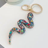 Rhinestone Snake Keychain Bag Charms Car Souvenirs Metal Keychain