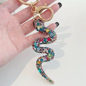 Rhinestone Snake Keychain Bag Charms Car Souvenirs Metal Keychain