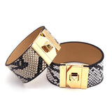 Snakeskin Grain Wide Bracelet Exaggeration Club Joker Metal Bracelet