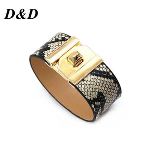 Snakeskin Grain Wide Bracelet Exaggeration Club Joker Metal Bracelet