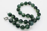 Green Jade Round 14mm Necklace 17-inch Nature Woman Beads