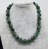 Green Jade Round 14mm Necklace 17-inch Nature Woman Beads