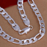 925 Silver Men's Cuban Chain Necklace 12MM 18-30 inch Wedding Jewelry