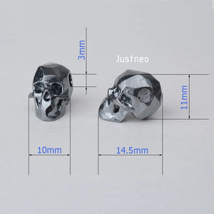 925 Sterling Silver Skull Charm Bead, Gun Silver Spacer Loose Bead