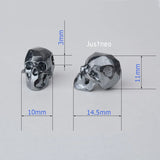 925 Sterling Silver Skull Charm Bead, Gun Silver Spacer Loose Bead