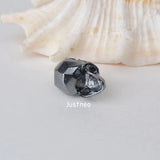 925 Sterling Silver Skull Charm Bead, Gun Silver Spacer Loose Bead