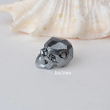 925 Sterling Silver Skull Charm Bead, Gun Silver Spacer Loose Bead