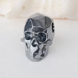 925 Sterling Silver Skull Charm Bead, Gun Silver Spacer Loose Bead