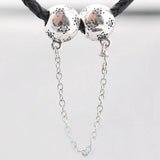 925 Silver Star Safety Chain Charm Beads Fit Bracelet S925 Fine Jewelry