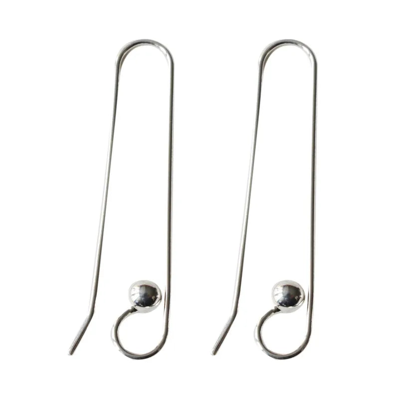 Large Sterling Silver Earring Hook Ear Wire with 3.8mm Stopper Bead