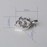925 Sterling Silver Flower Blossom Clasp Rhodium Finish Necklace Buckle